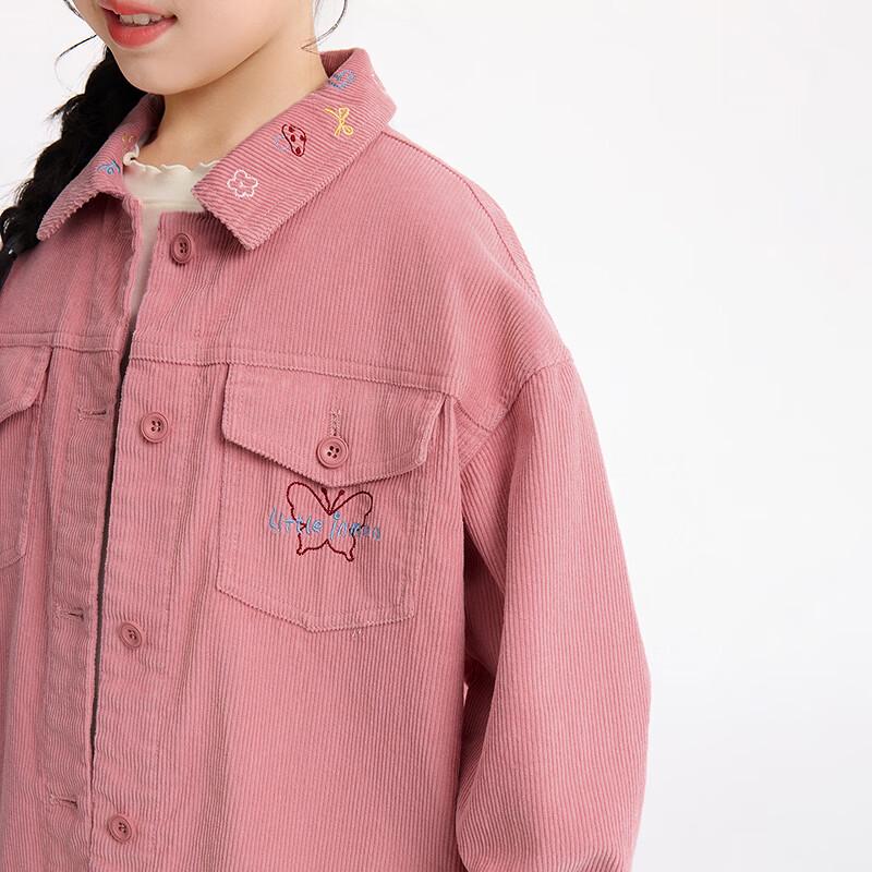 Xiaoyinman Girls' Embroidered Pure Cotton Lapel Jacket