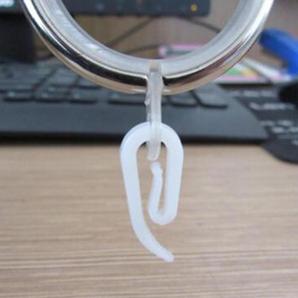 100pcs White Hanging Curtain Hooks Household Plastic Curtain Hooks Holder Window Hanger Curtain Poles Tracks Accessories