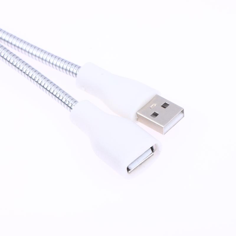 Przedłużacz USB z lampką LED i wentylatorem Zasilacz Adapter Kabel męski na żeński Elastyczny przewód w metalowym oplocie Do lampki biurkowej Lampki nocnej