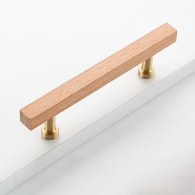 High-End Walnut Wood Wood Cabinet Handles Beech Wood Modern Drawer Pulls Minimalist Luxury Design Wooden Handles Kitchen