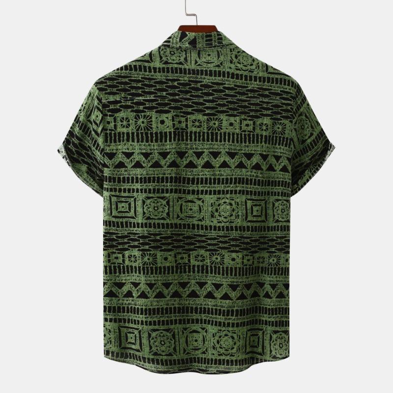 Summer New Ethnic Style Men's Floral Short Sleeve Casual Versatile Fashion Shirt