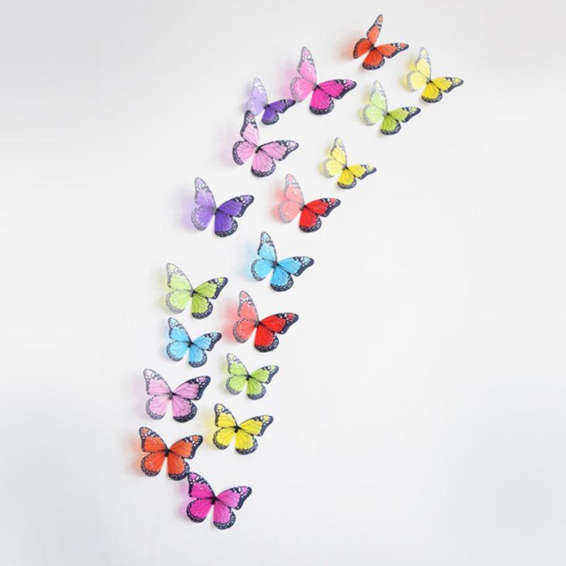 18Pcs/Set Crystal Butterfly Wall Sticker Garden Beautiful 3D Butterflies Room Home Decor Stickers Wedding Decoration Art Decals