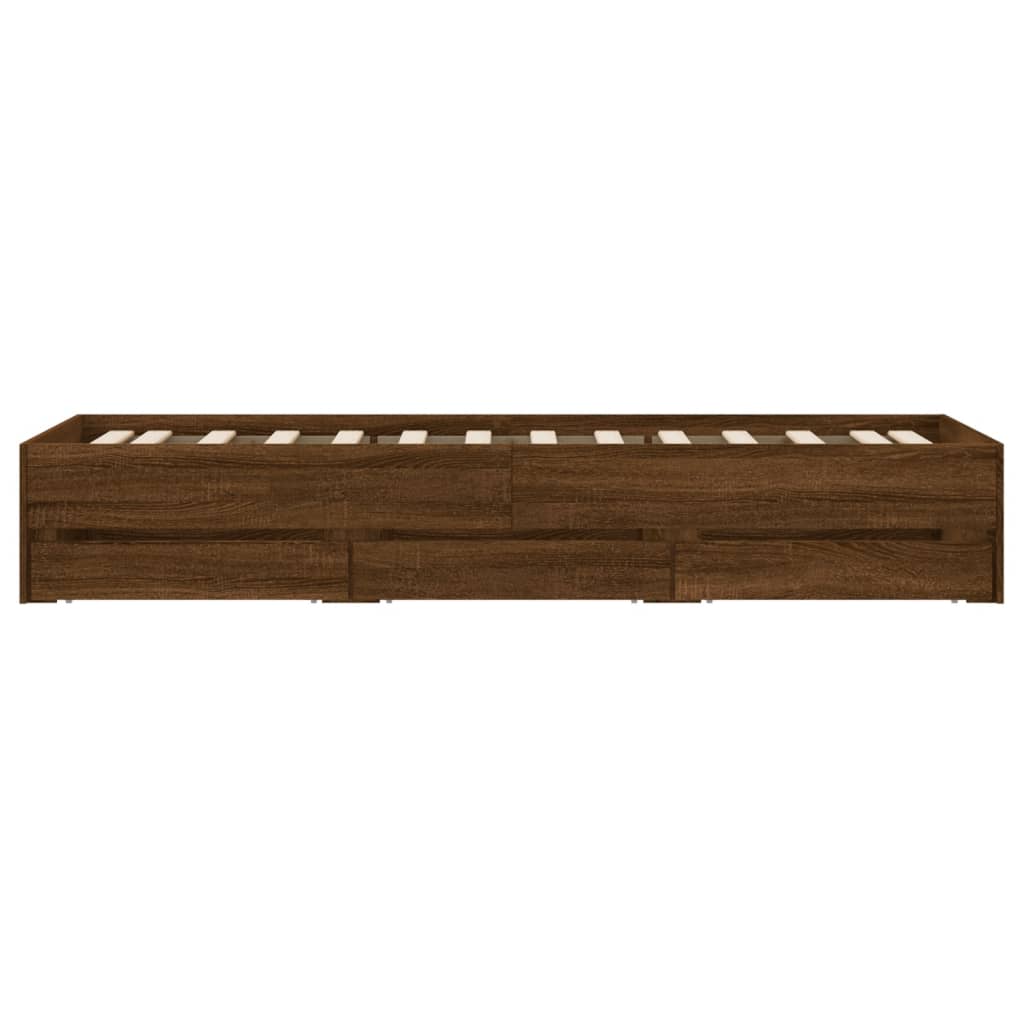 Vidaxl Bed Frame With Drawers, Brown Oak, 90X190 Cm