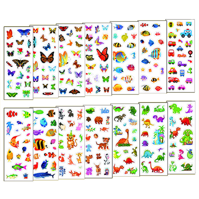 10sheets 3D Bubble Decorative Sticker Colorful Cartoon Cute Style Reusable Stickers for Birthday Christmas New Year Gift TMZ
