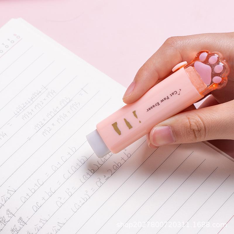 Push-Pull Cat Paw Eraser - Cute, Low Dust, No Residue, Cartoon Shape for Students