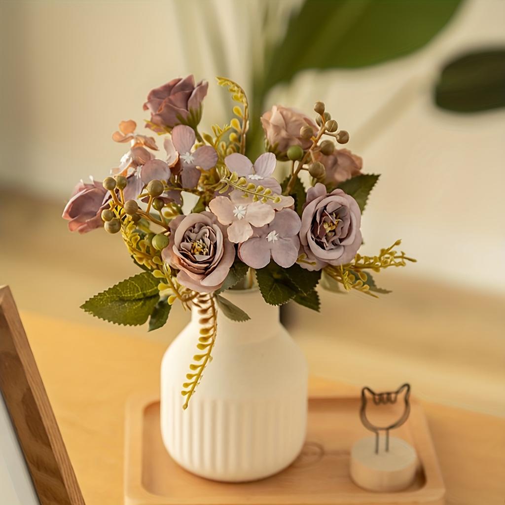 1pc-Modern Farmhouse Vase Decoration, Decorative White Vase, Farmhouse Living Room Ceramic Vase Set, Tabletop Decoration