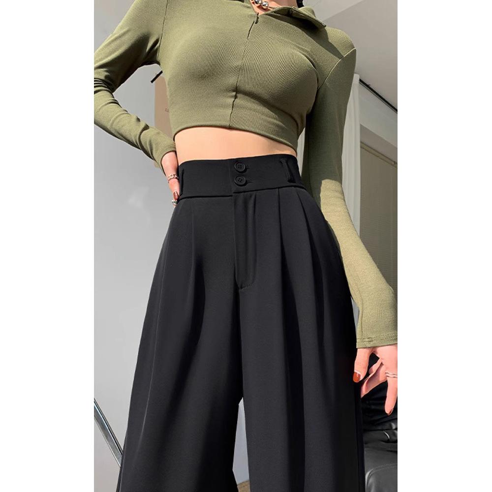 Wide-leg Casual Pants Women's Spring and Autumn New High-end Straight-down Suit Pants