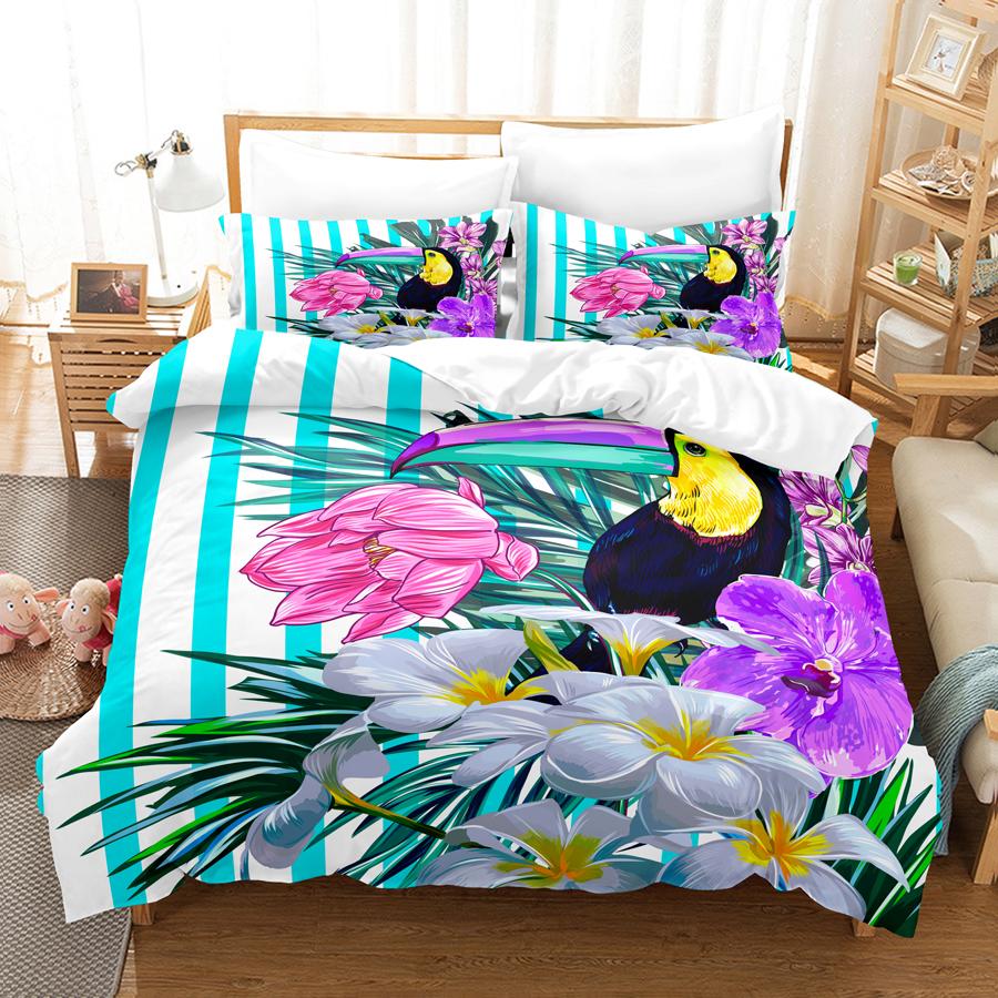 Blue Flower Duvet Cover Queen Size With Zipper Pillowcase 3D Floral Bedding Set 3pcs 2pcs Full King Twin Single Double Bed Thin