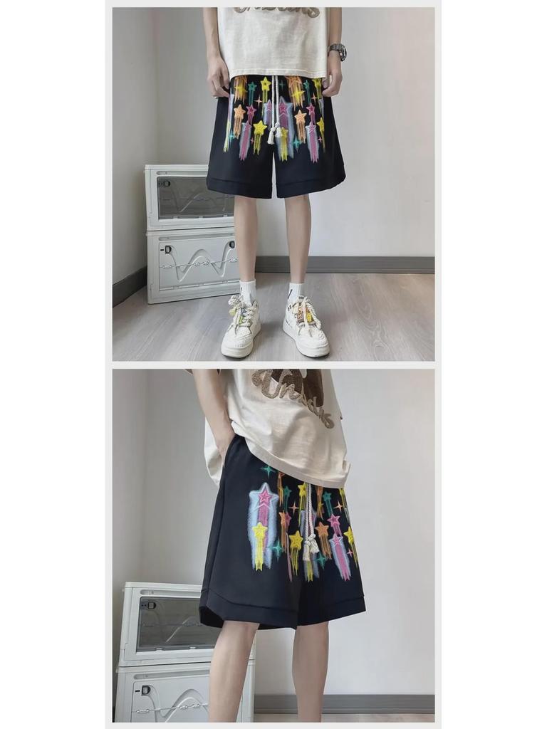 Men's Summer Hip-Hop Foaming Star Streetwear Shorts