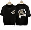 Ens Summer Cotton Fashionable Casual Loose Large Size Cat Pattern Printed Sports Round Neck Short Sleeve Tshirt Top Breathable