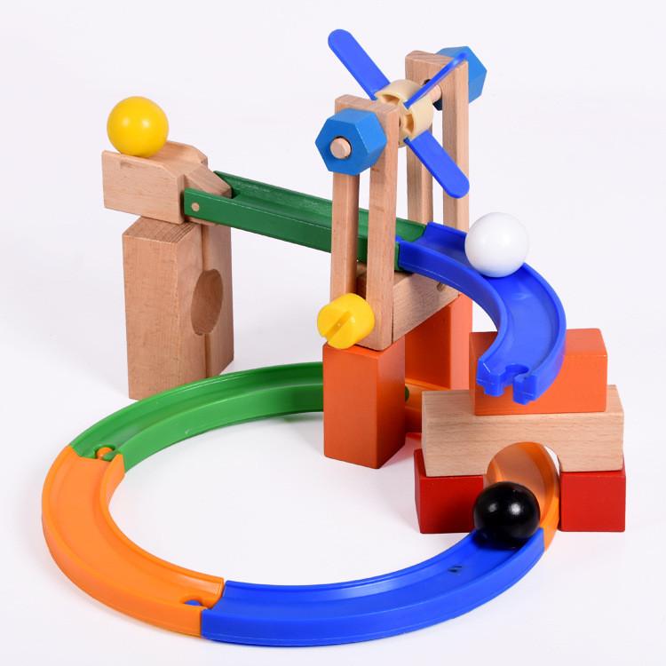 Wooden Roller Coaster Track Set For Kids With Building Blocks And Fun Rides For Family Play