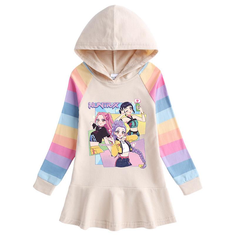 Girls Kpop Rumi Zoey Mira Hunters Print Mira Zoey Rumi Hooded Dress