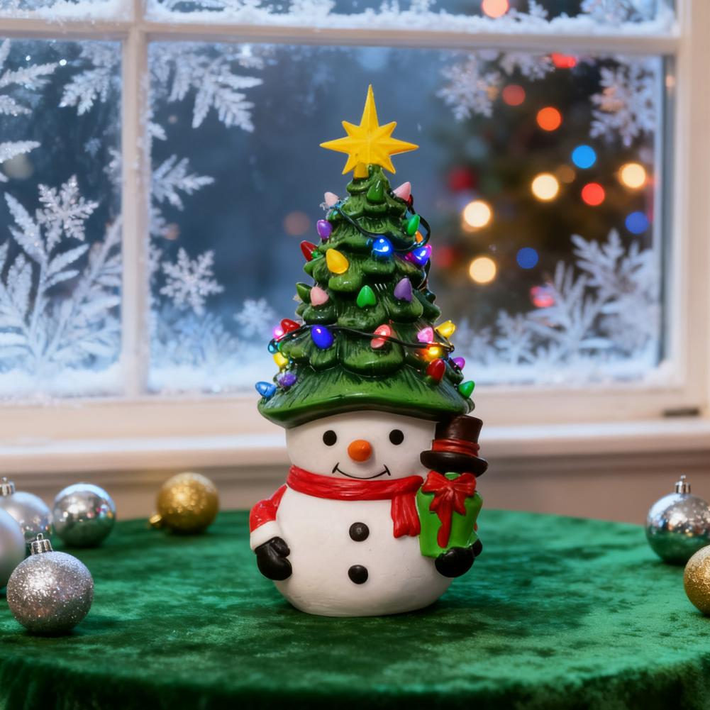 Cartoon Snowman Ornament Led Light Snowman Ornament Usb Powered Glowing Snowman Ornament for Christmas Tree Topper Decoration