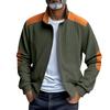 Men's Vintage Corduroy Casual Jacket - Stand Collar Zippered Colorblock Loose-Fit Baseball Jacket