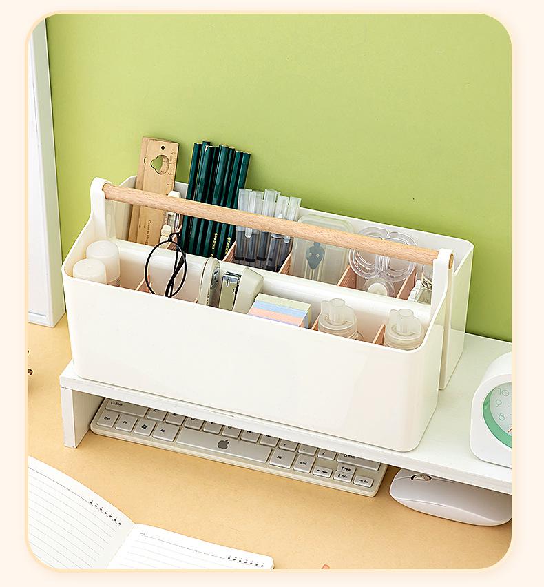 Handheld Colored Pencil & Marker Storage Box with Compartments – Large Capacity Pen & Brush Organizer for Students