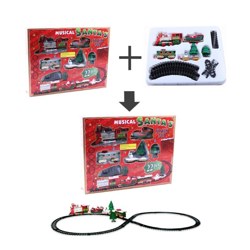 Electric Train Set Safe Realistic Railway Train Christmas Battery-Powered Santa Claus Train Toys Ornaments for Kids Gift