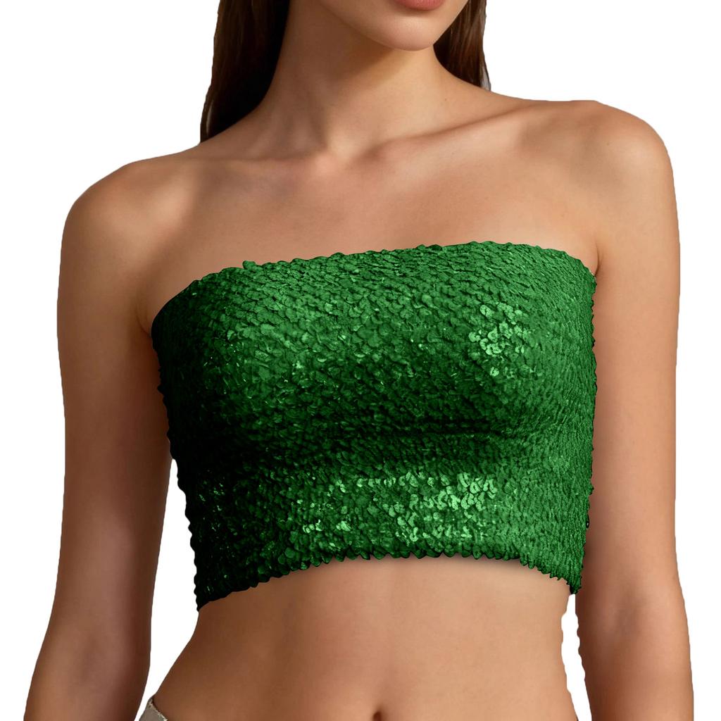 Women's Fashionable And Sexy Sequined Strapless Top