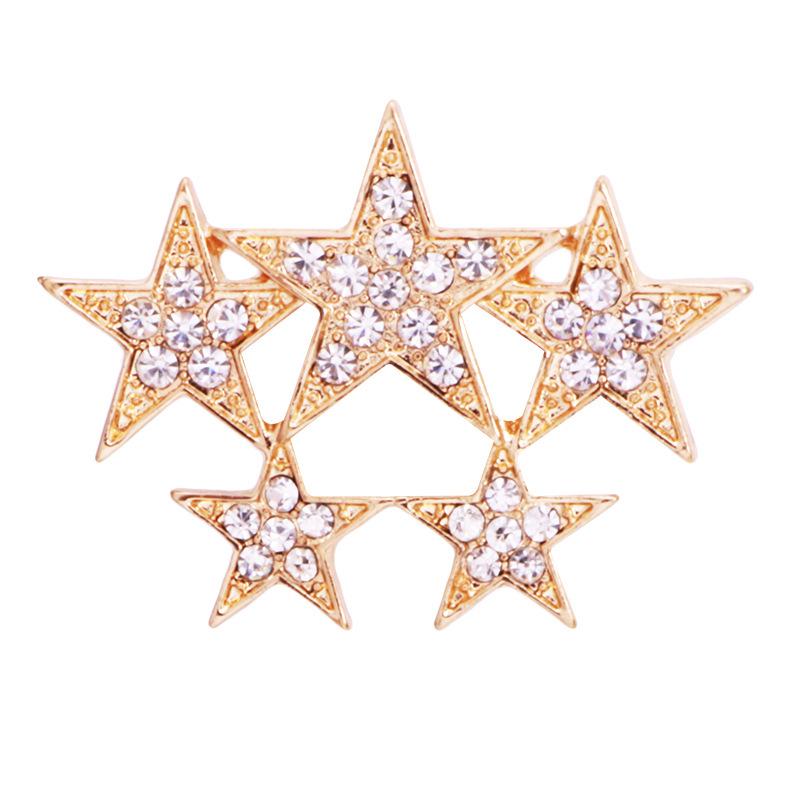 Korean Romantic Rhinestone Star Brooch - High-End Alloy Clothing Accessory золотой