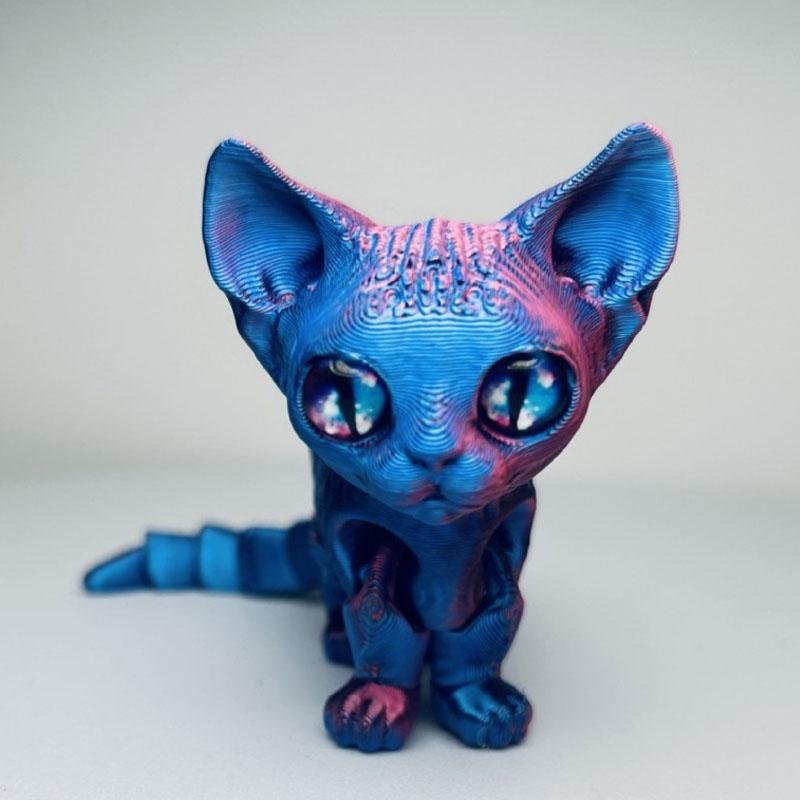3D Printed Siamese Cat Movable Joint Fidget Toy Stress Relief Decompression Desktop Ornament Kid Figure Toy