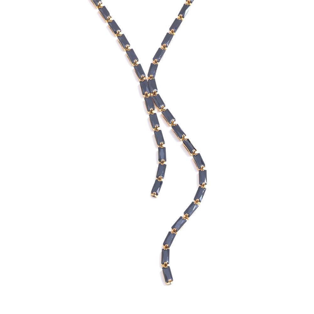 

Yhpup Delicate Shiny Multicolored Cubic Zirconia Chain Chest Necklace High Quality Stainless Steel Premium Fashion Jewelry Gift