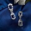 Gica Gema Sapphire Earrings With High Carbon Diamond 925 Sterling Silver Unique Design Romantic Fine Earrings Jewelry Wedding Party Gifts New Trend