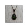Geometric Gothic Bronze Green Stone Pendant Necklace With Cross Chain For Women