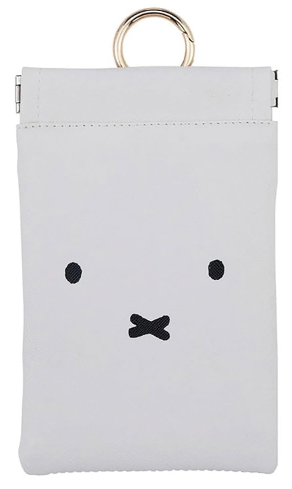 Portable Trash Can POY Dick Bruna Miffy Face with Carabiner and Side x 16 4495601 HEMING'S Pouch, White, Pocket, White, Approx. 10.5 cm,