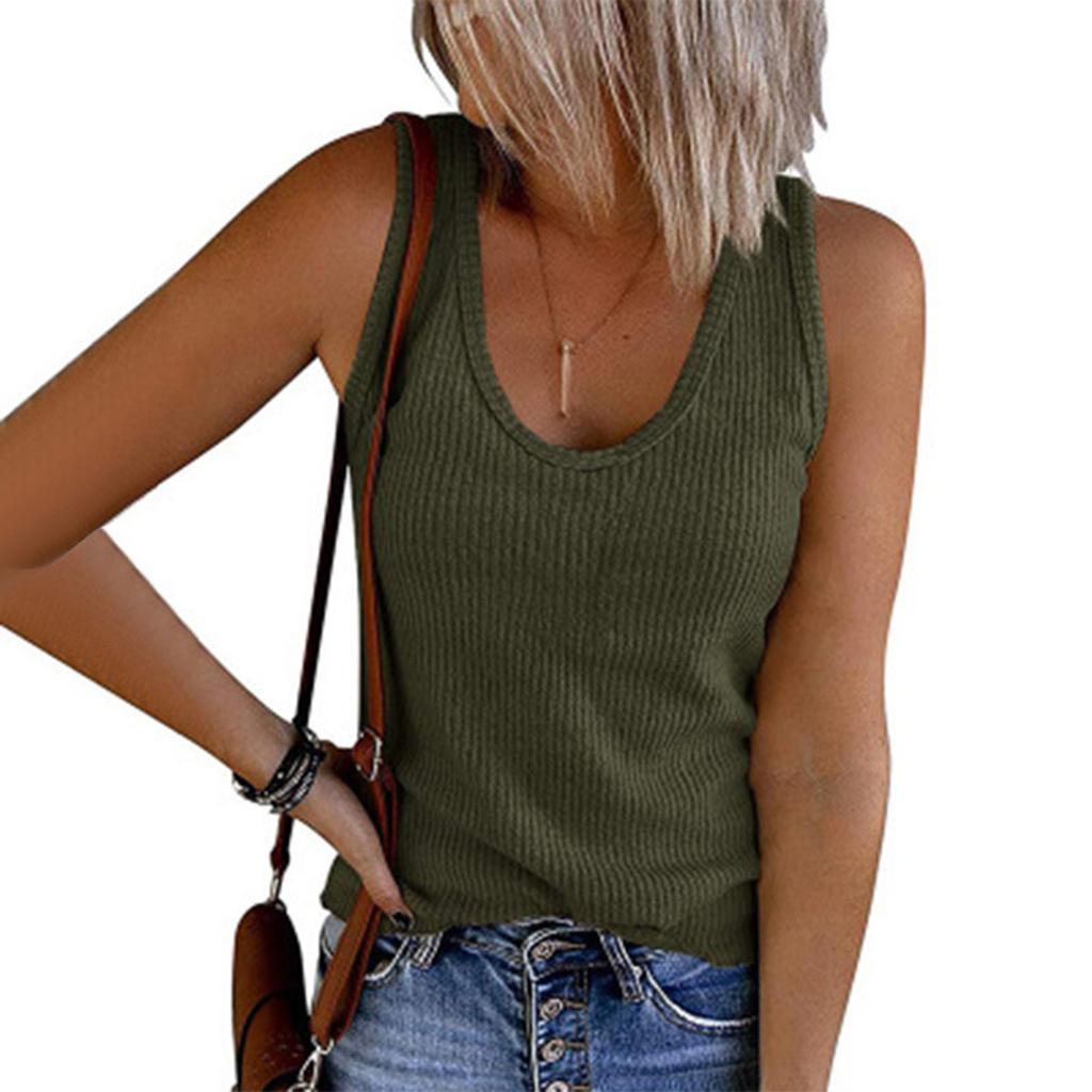Womens Tank Tops Sleeveless U-Neck Base Shirt Summer Casual Workout Tees