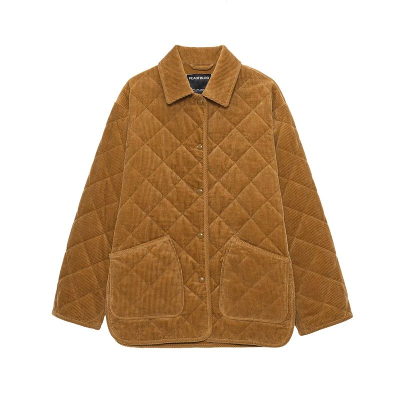 Kaslead New Women Clothes Western Style Fashion Pure Cotton Corduroy Long Sleeve Jacket