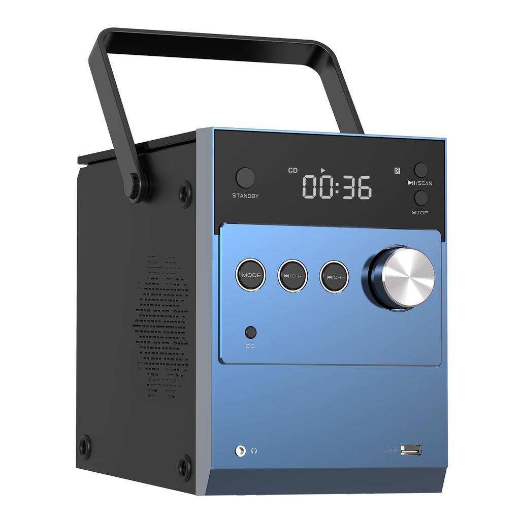 Tragbarer CD FM MP3 Kopfhörer Fernbedienung Wiederaufladbar Kompakter Player, 10W, Bluetooth, Radio, Wiedergabe, USB/AUX Eingang, Klinke, Steuerung, Eingebauter Akku,