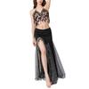 Dynamic Movement Belly Dance Outfit Glittering  Fringe Design Stage Show Ensemble Breathable Mesh Professional Wear