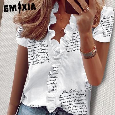 Blusas y Camisas Casuales de Moda para Mujer de Manga Corta con Cuello en V