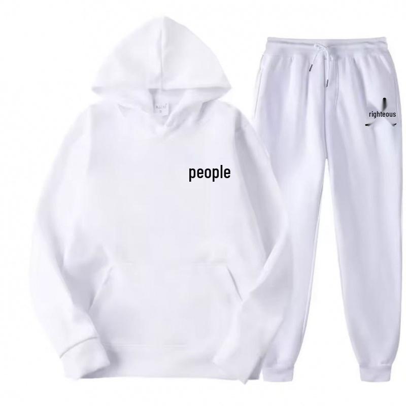 Versatile Unisex Autumn-Winter Hoodie & Jogger Set with Plus Velvet