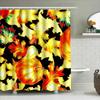 Autumn Leaves Pumpkins Shower Curtain Bath Decor with Eye-Catching Design in Red, Orange, Yellow Green Colors for Bathroom Home