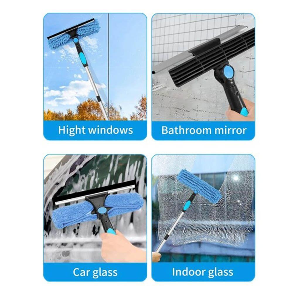 2 In 1 Washing Window Cleaning Squeegee Long Duster Window Wiper  For Indoor Outdoor Mirror