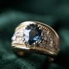 New women's ring European and American style ring with a blue topaz stone set in an alloy band ins Ornament