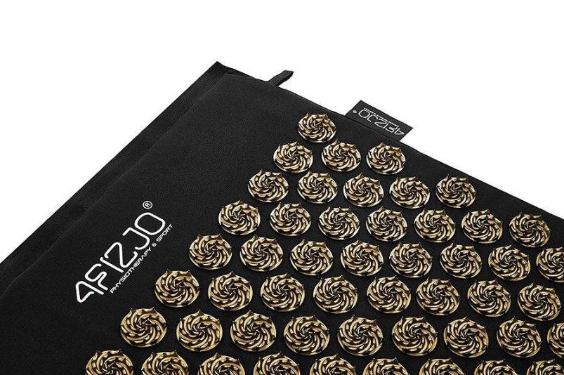 4FIZJO ERGO Akupressurmatte 68x42cm + Quadratisches Kissen Schwarz/Gold