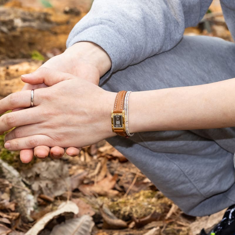 BE/GINS Gram Silver Bar Watch Leather Bracelet_Camel