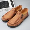 Men's Leather Boots Zipper Low Top Casual Shoes Outdoor Driving Handmade Shoes 39-48