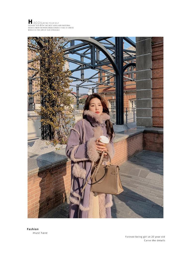 Women's Extra Long Faux Fur Lamb Wool Coat - Winter 2024 Style (2166)