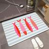 Blue White Striped Red Cartoon Four Fish Diatom Bath Mat Non Slip Quick Dry Absorbent Shower Rug for Bathroom Door Entry