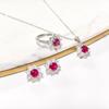 Gesi En Starry Radiance Retro Set: Petal-Inlaid Red Zircon Earrings, Ring & Pendant.