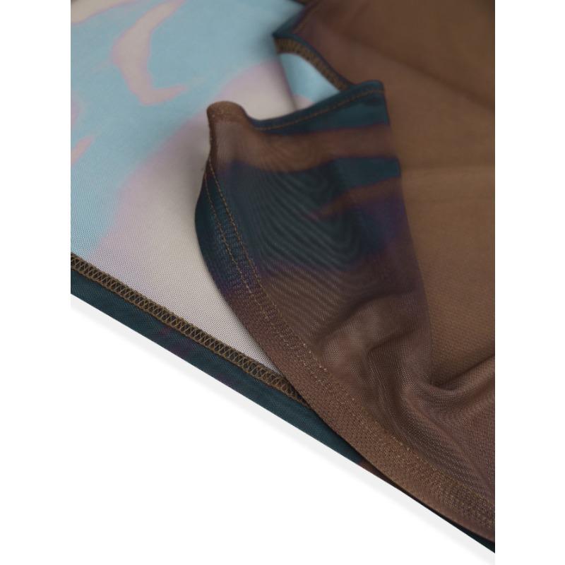 Women's Spring Slimming Sleeveless Mesh Gradient Slit Dress