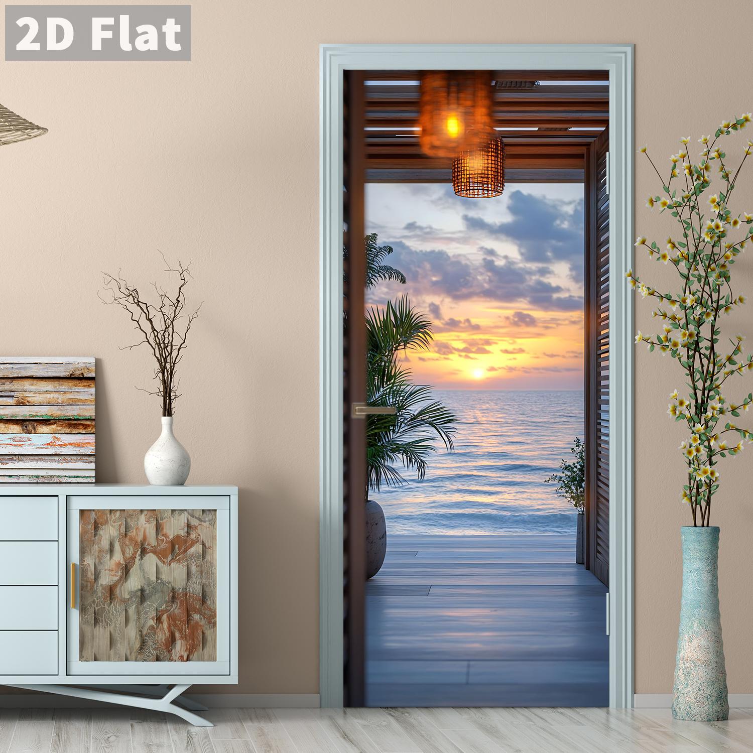 

77/90cm Self-Adhesive Door Stickers Removable Wall Sticker Scenery Wallpaper Stone stair Murals for Doors Modern Home Decor 77x200cm