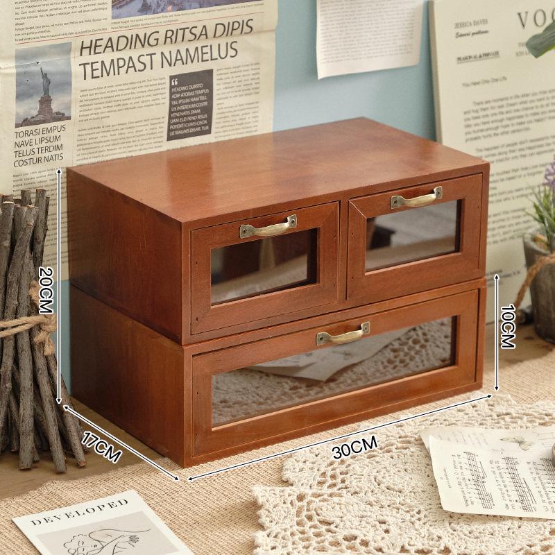 Retro Wooden Desk Organizer and Monitor Stand