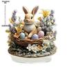 Easter Bunny Statue Cute Rabbit Statue Acrylic - 2D Flat Acrylic Desktop Ornament, Wall Decor Art, Four Seasons Decoration, Novelty Home Decor