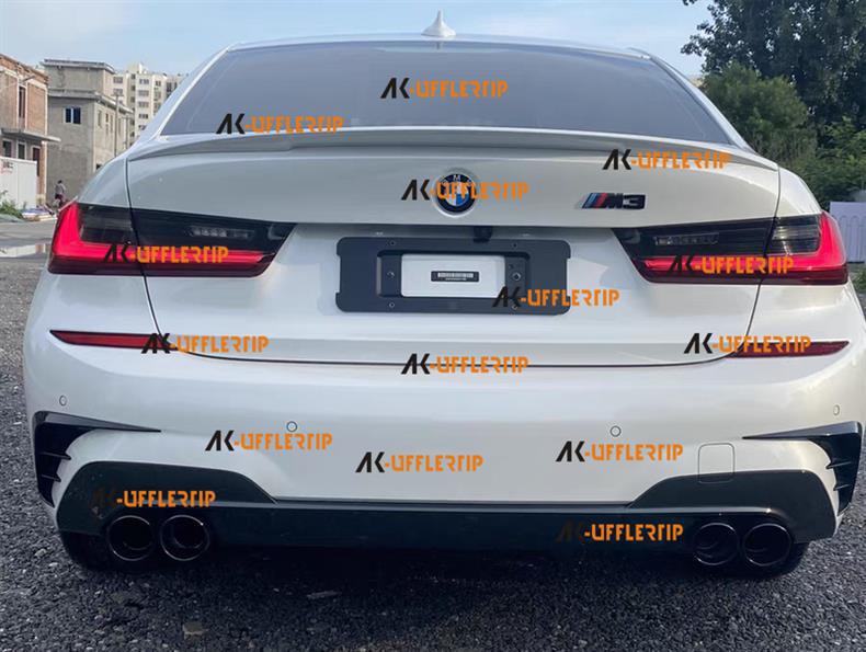 Carbon Fiber Stainless Steel Black Quad Exhaust Tips for BMW M240/M340/M440i/330