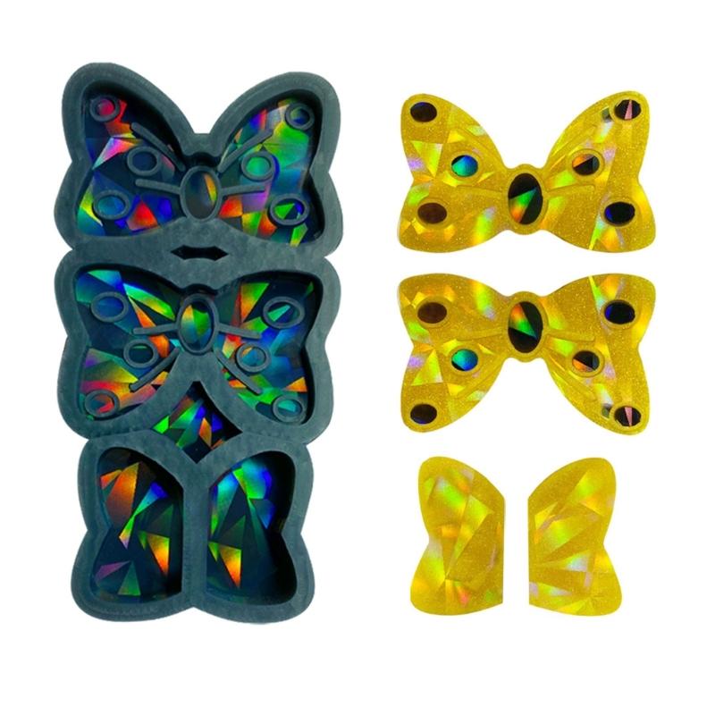 Holographic- Bowknot Straw Topper Silicone Mold Light and Shadow Bow Straw Decoration Mold for Drinks Straw Decor