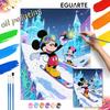 Handmade Diy Oil Painting Digital Painting Kit Mickey Minnie Skiing Ice Castle Home Living Room Entrance Decoration Hanging Painting