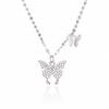 Exquisite Micro Inlaid Zircon Double Butterfly Pendant Necklace for Women Silver Color Dainty Clavicle Chain Fashion Pendant Jewelry Gift